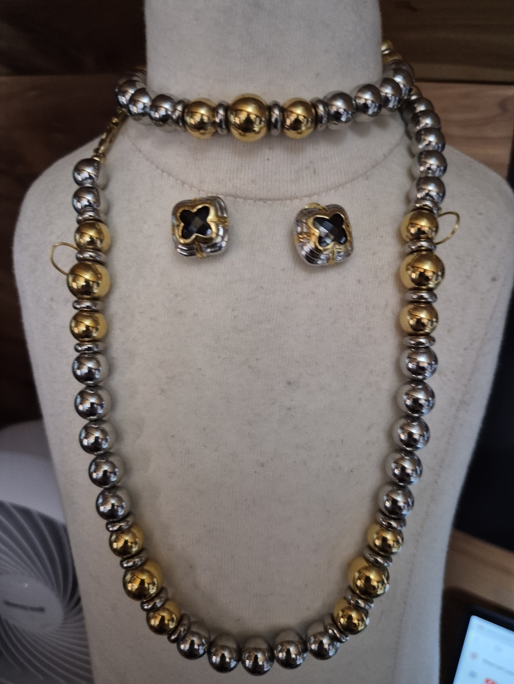 Very Rare Napier Gold and Silver Beaded Necklace Set